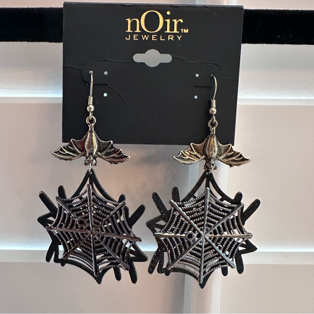 nOir Jewelry | Bats & Spiderwebs Earrings